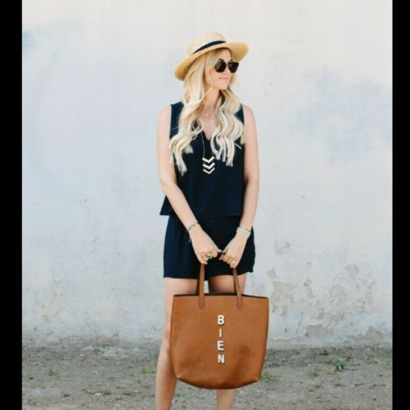 Madewell Overlay Romper Navy Blue Open Back Shorts - Picture 3 of 6